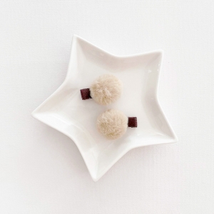 Girl Hair Clip Fur Ball Pair Christmas (GHP9582)